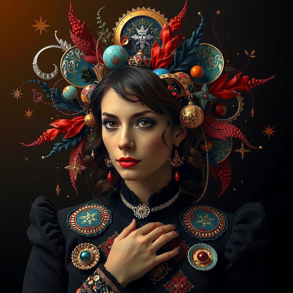 Monochromatic Abstract Portrait of a Woman in Malevich Style