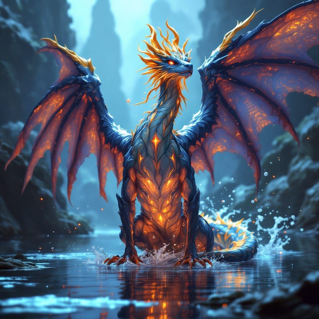 Mythic Water Griffin Cub in Vibrant Depths