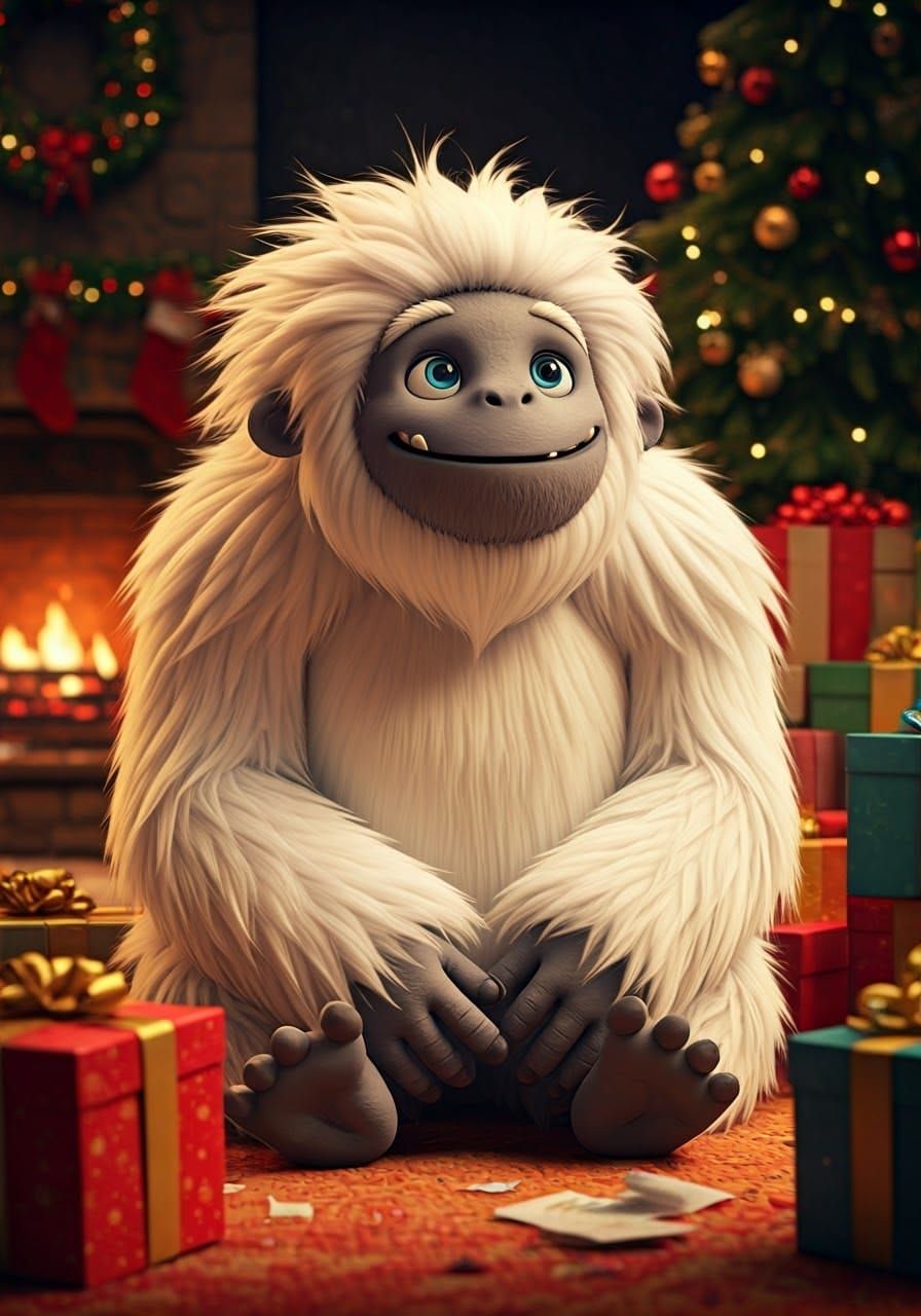 Winter Yeti in Stop-Motion Christmas Wonderland