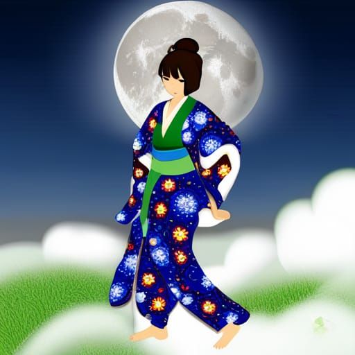 Moonlit Beauty: Woman Gazing at the Night Sky