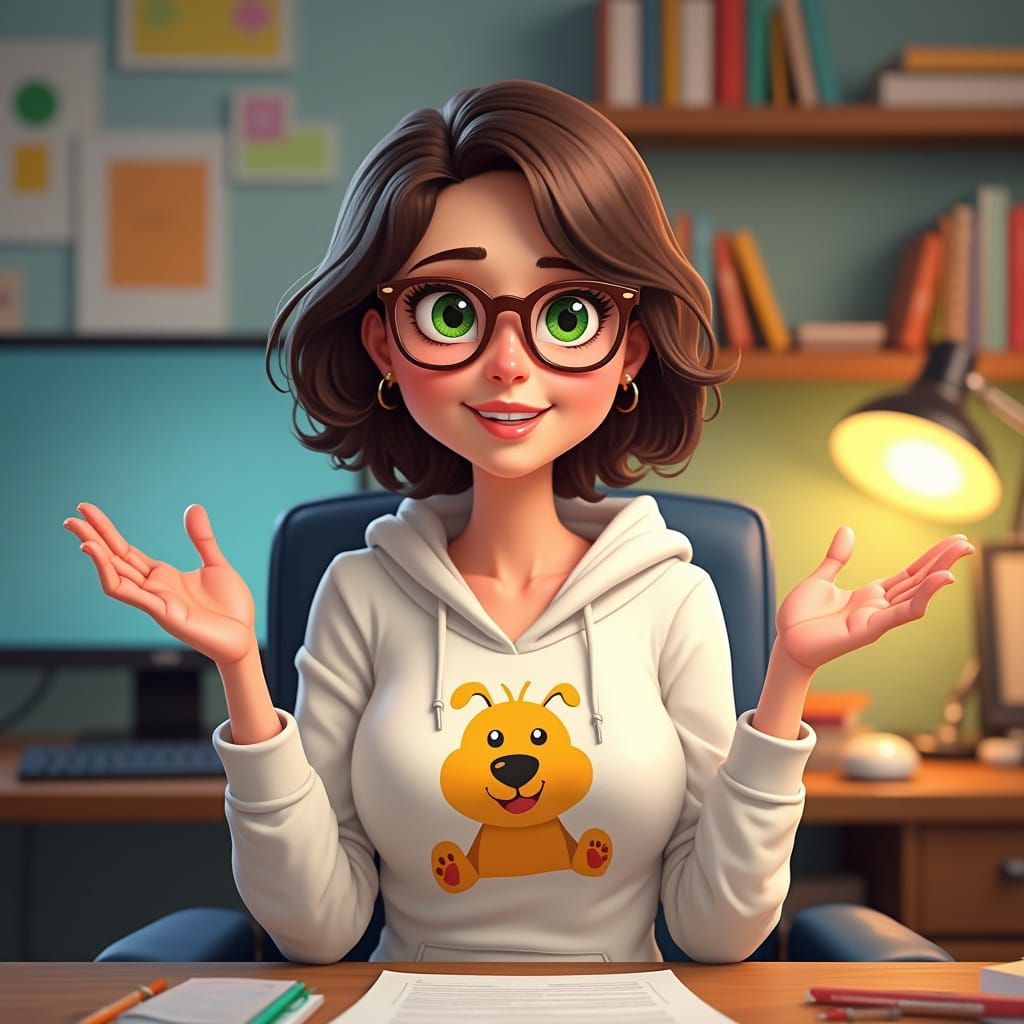 Confident Woman in Office, Inspired by Fantasy Concept Art