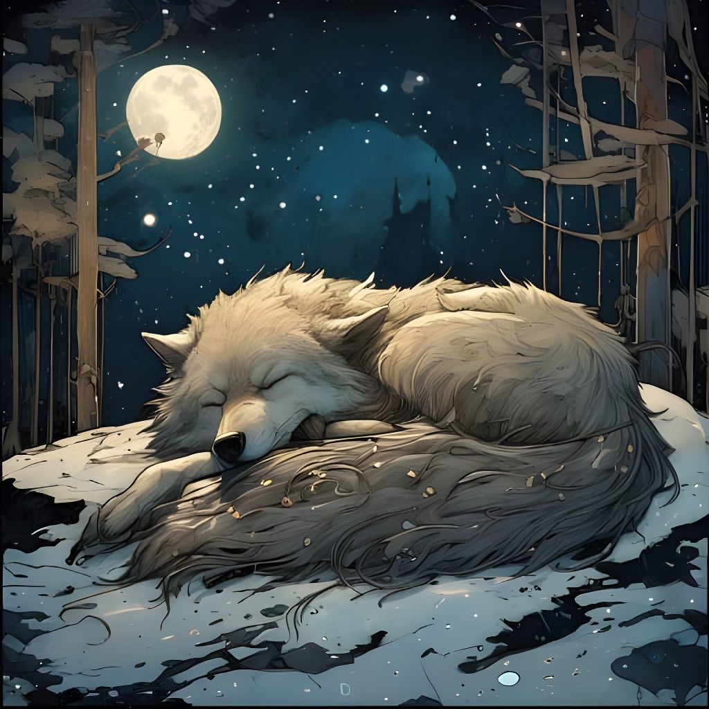 Picture of a Sleepy Wolf