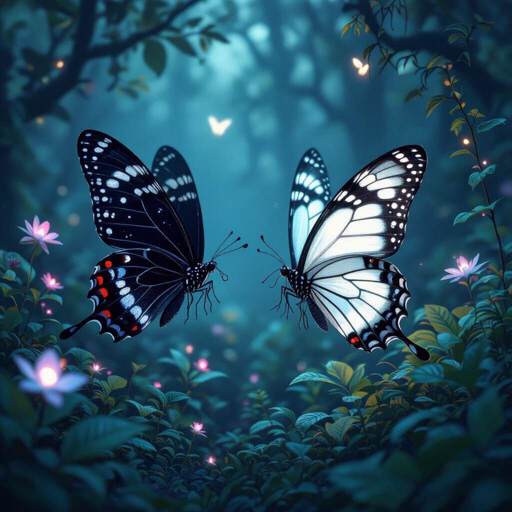 Ethereal Butterflies in Enchanted Forest, 3Delight Style