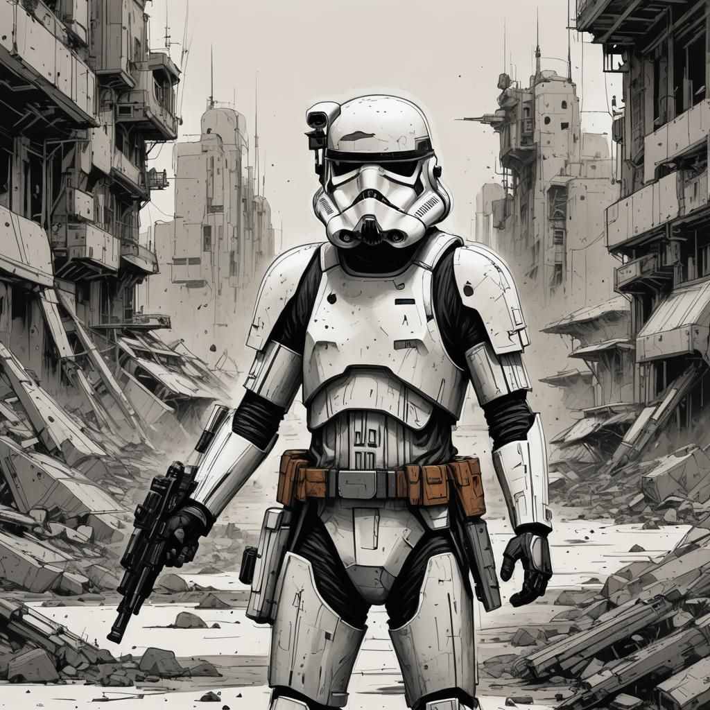 Stormtrooper: Whimsical Sketch in Charcoal