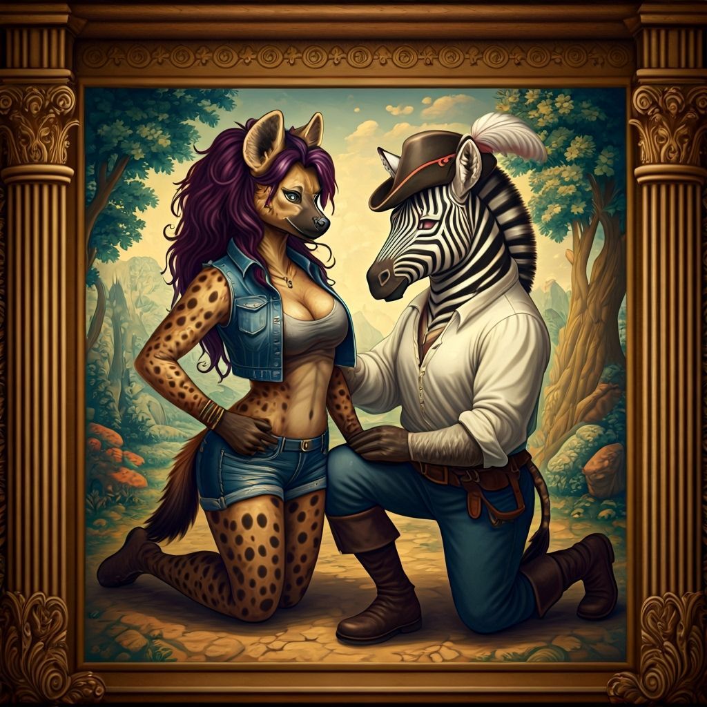 Medieval Tapestry of Zebra Bard Courtship