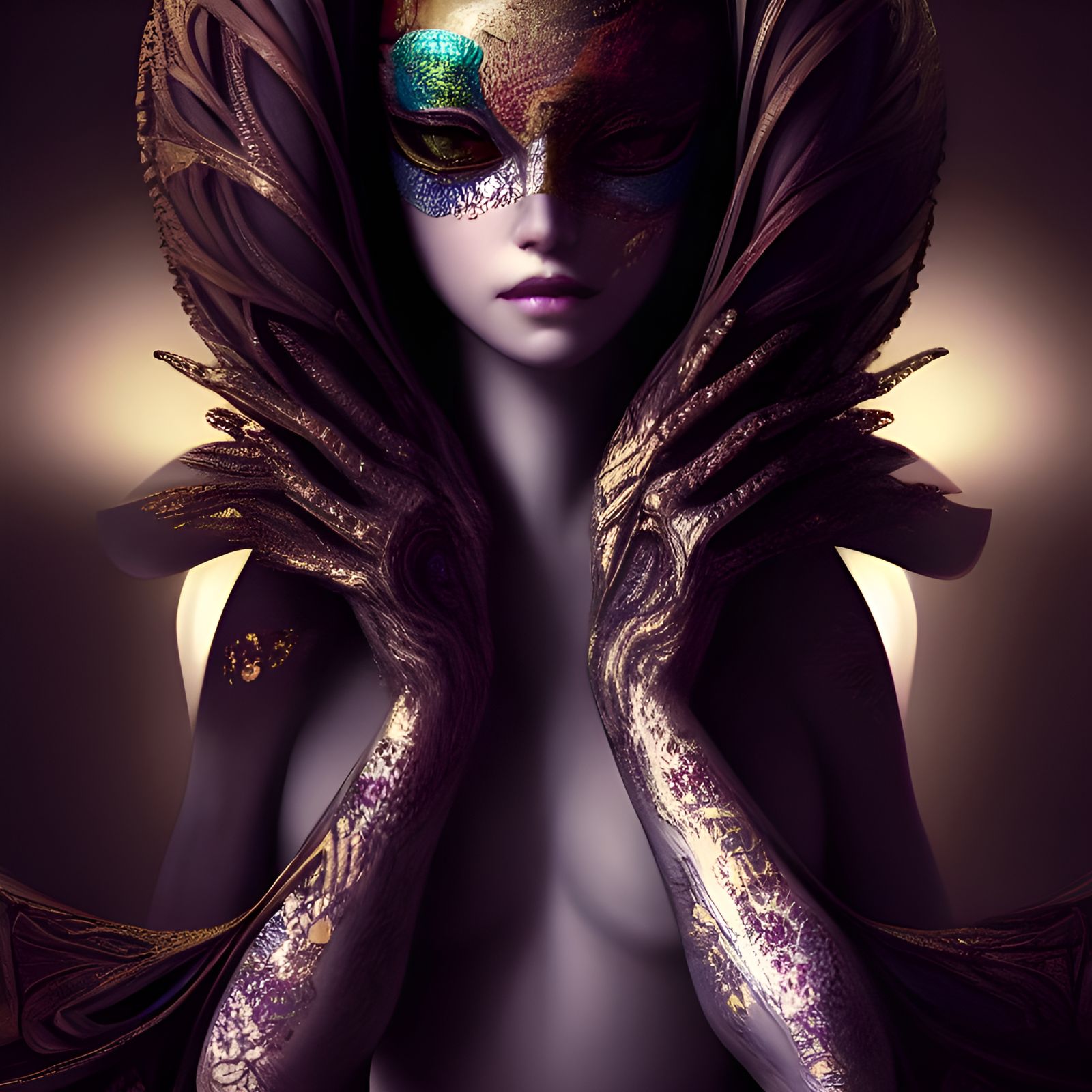 Detailed Eyes with Accessories in Art Nouveau Style