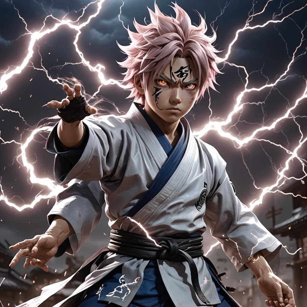 Lightning Cursed Spirit Child: Anime 3D Art