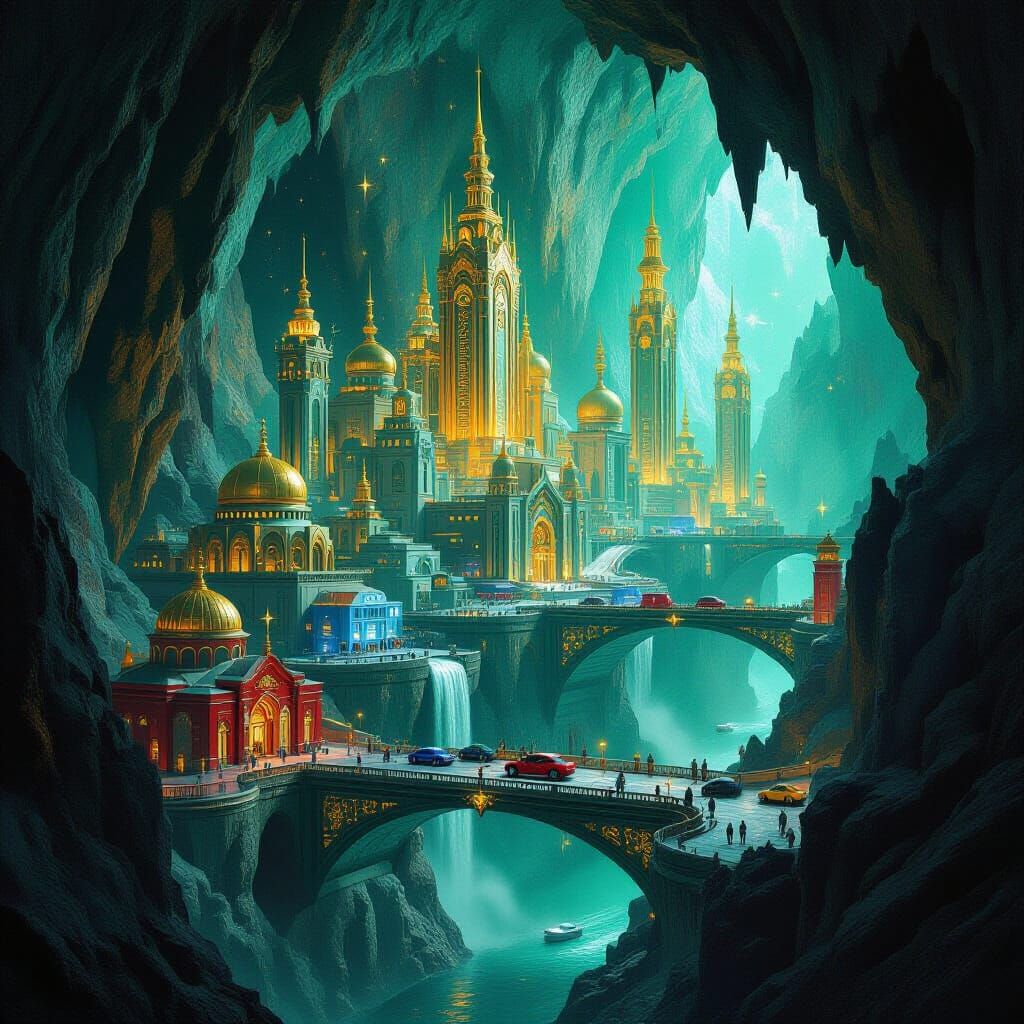 Underworld City Labyrinth Under Jade Rainbow Stars