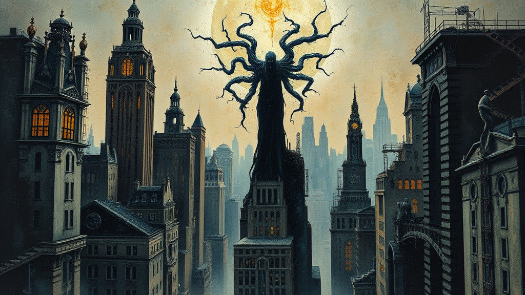 Eerie Spirit of Fear in Dystopian Cityscape