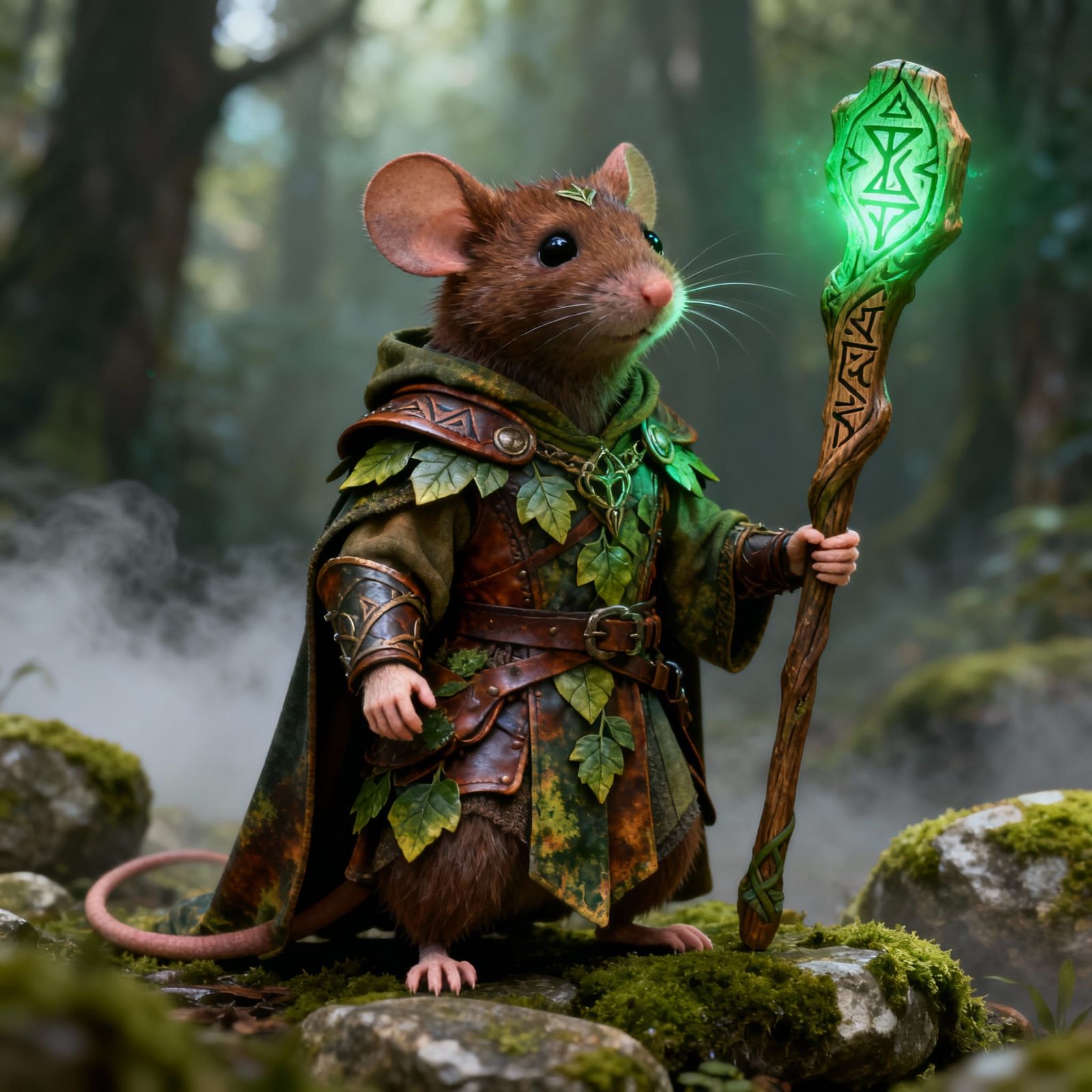 Adorable Mouse Druid in Enchanted Forest 3D Render