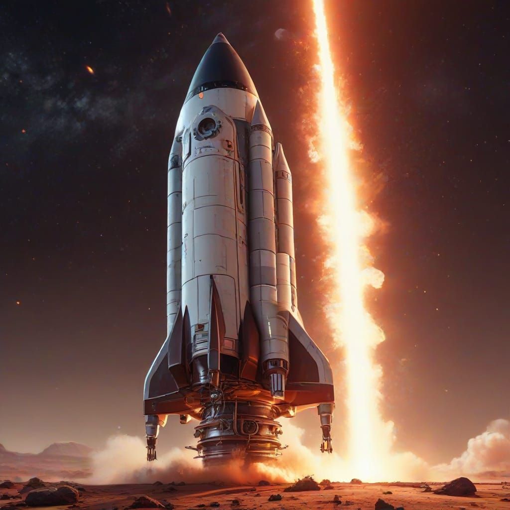 Space Rocket Landing: Hyper-Realistic Digital Art