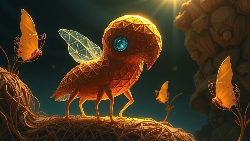 Intricate Fractal Flower in Metallic Lace Style