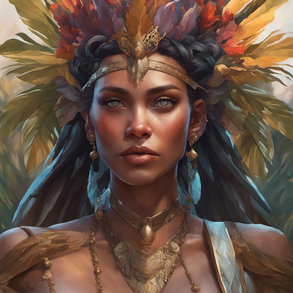 Amazonian Queen Portrait in Hyperdetailed Style