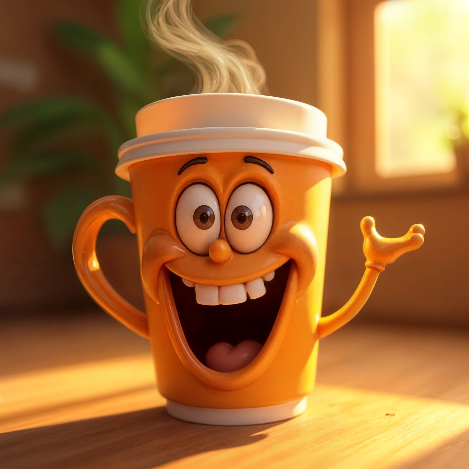 Bug-Eyed Coffee Cup Character in 3D