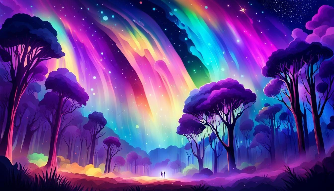 Rainbow Eucalyptus Trees in Astral Australian Landscape