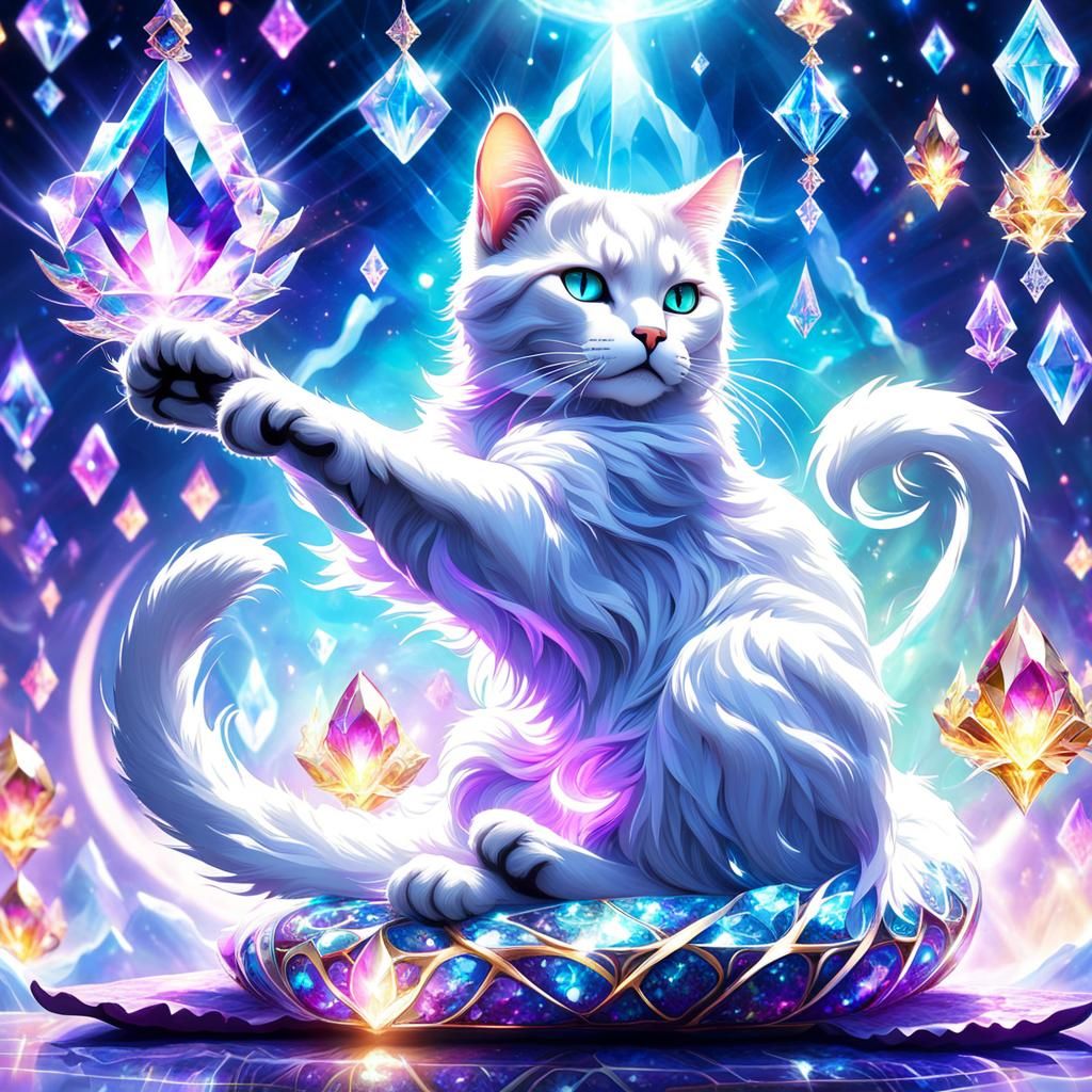 Magical cat doing yoga