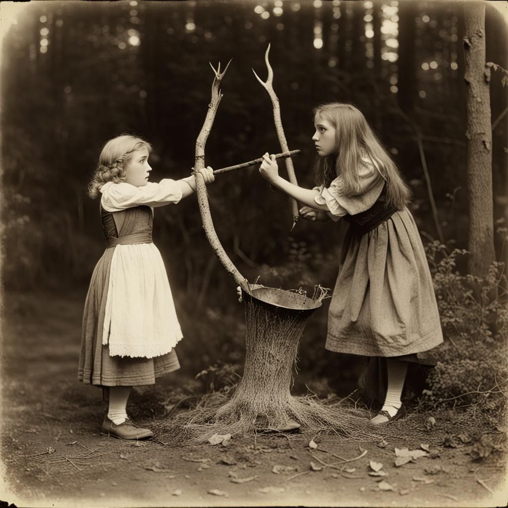 Gretel's Triumph: A Vintage Photographic Fairytale