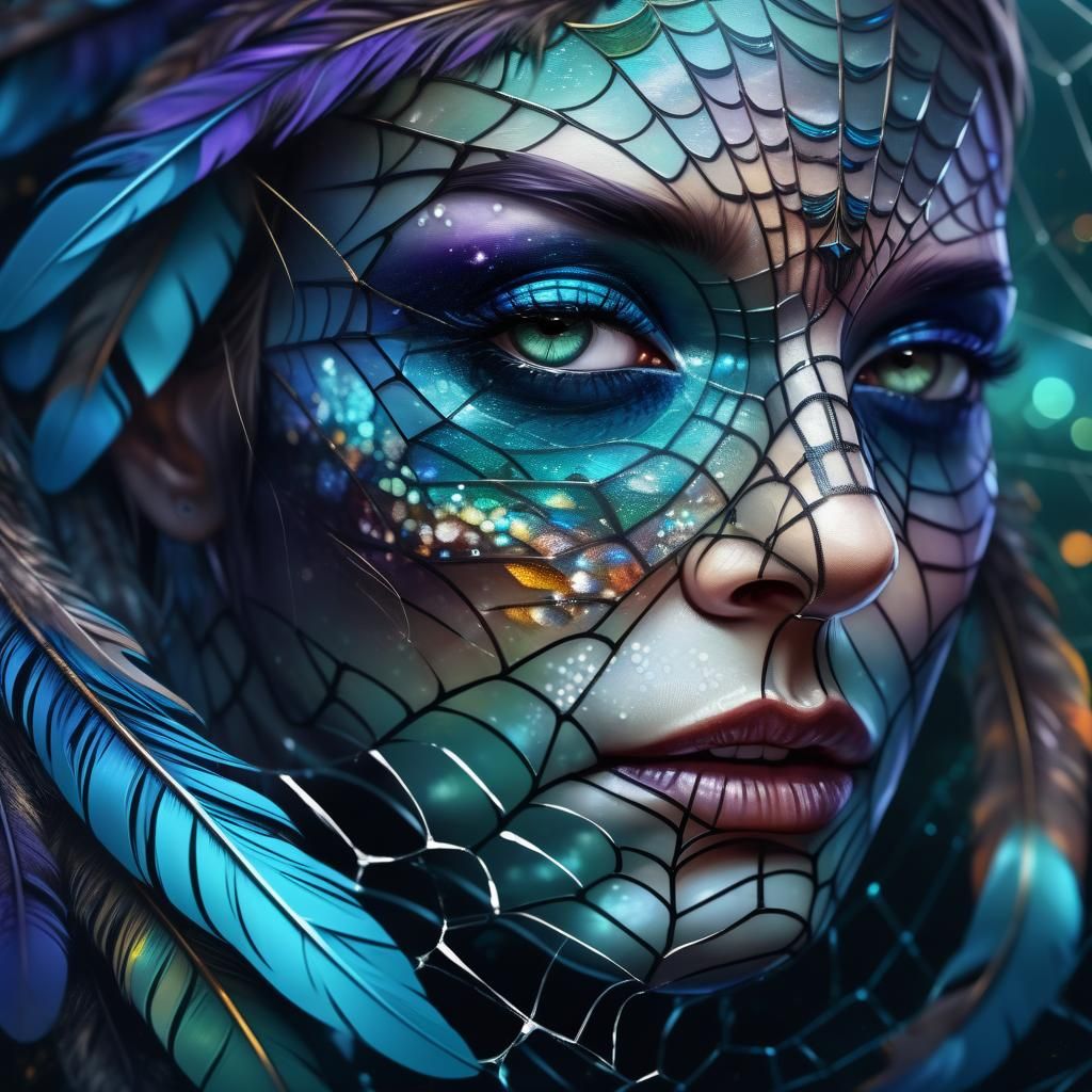 Hyperrealistic Snake with Glass Scales and Feathers