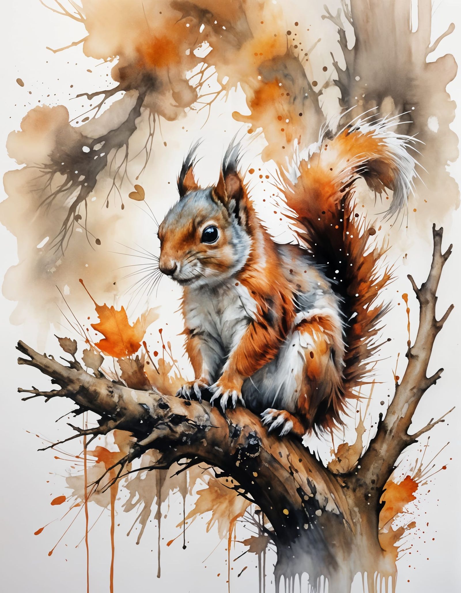 Cute Squirrel in Watercolor with Pastel Colors