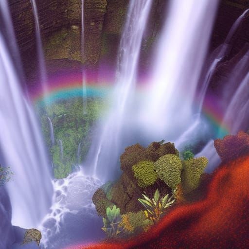 Epic Waterfall of Rainbows and Sunshine