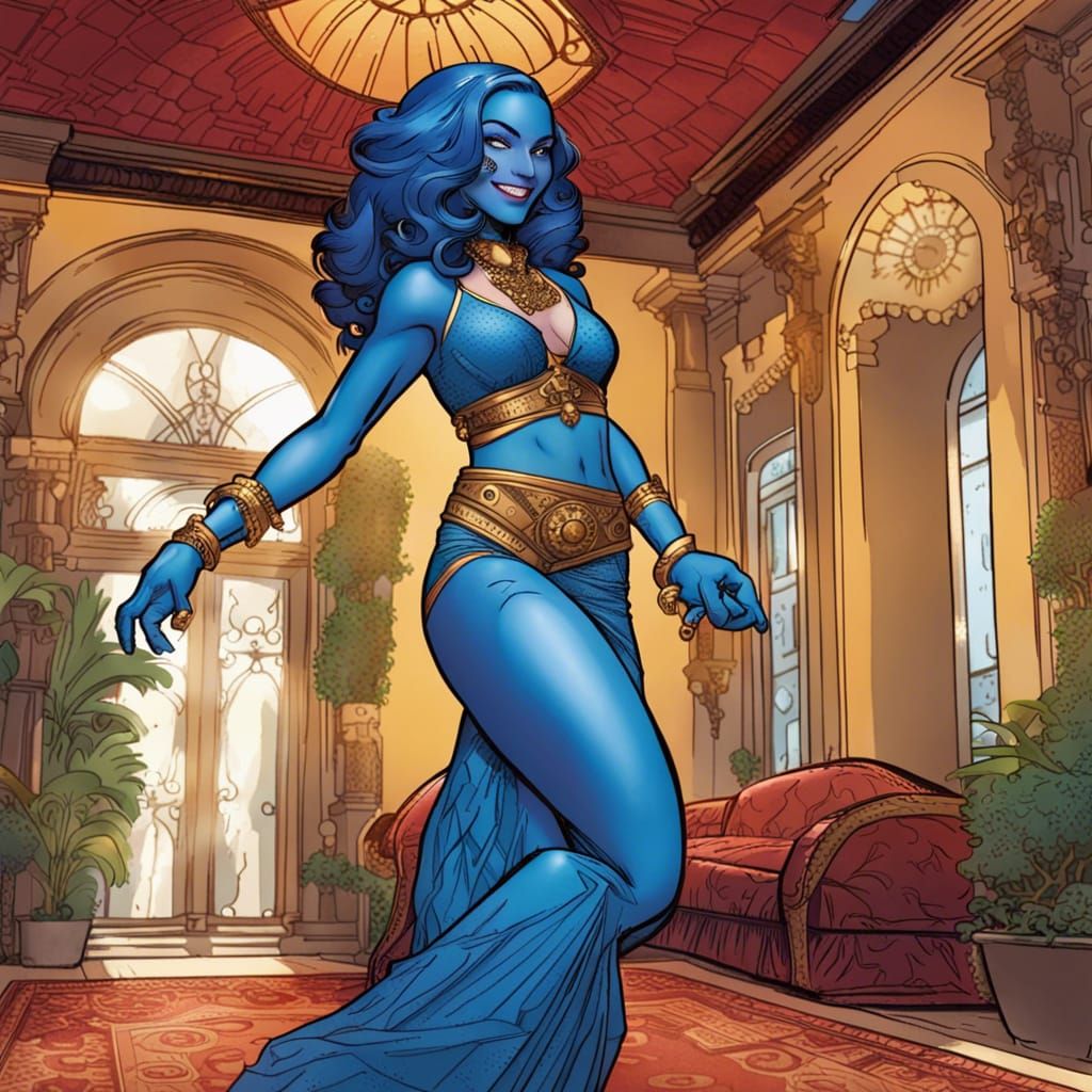 Mystique in Extravagant Mansion, Comic Book Style