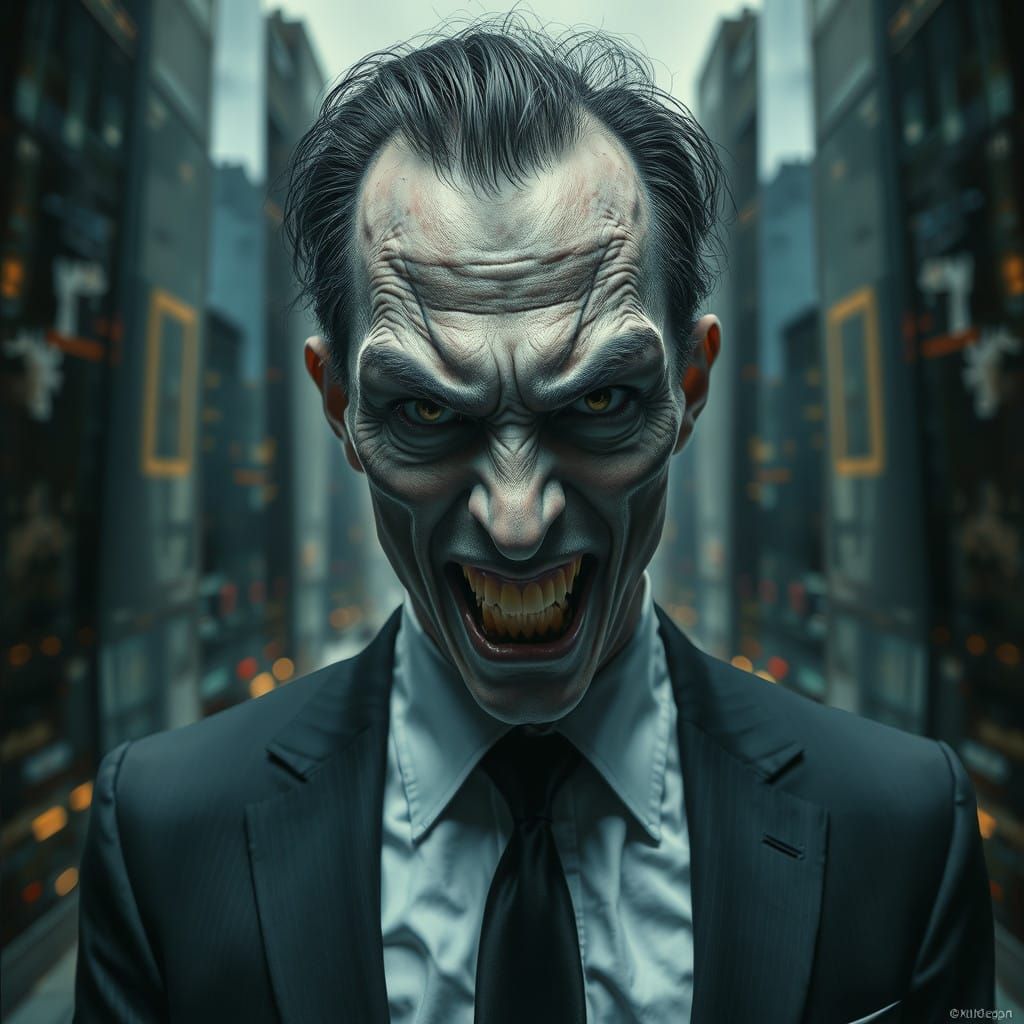 Surreal Professional Identity Thief in Hyperrealist Style