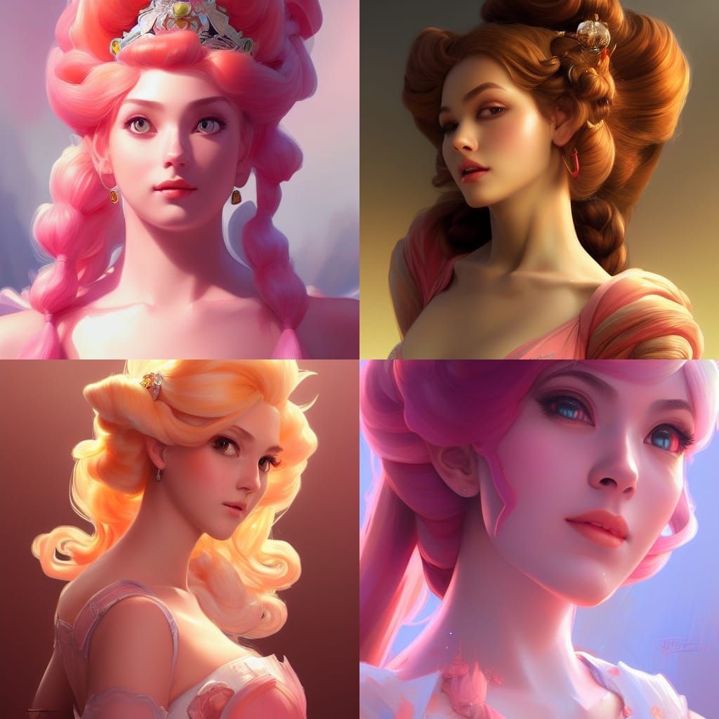 Princess Peach Portrait by Greg Rutkowski