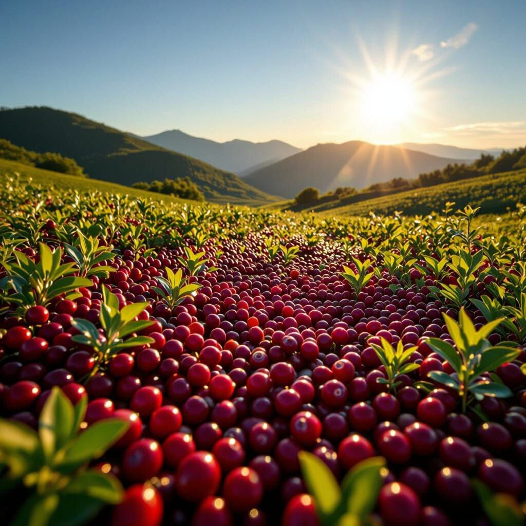 Vast Cranberry Field Under Full Sun