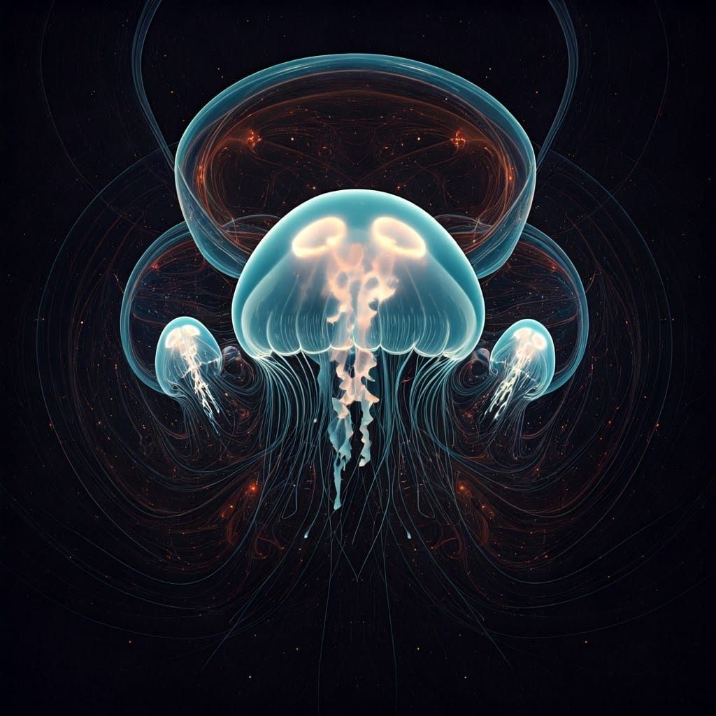 Vibrant Celestial Jellyfish Blooms in a Kaleidoscope of Colo...