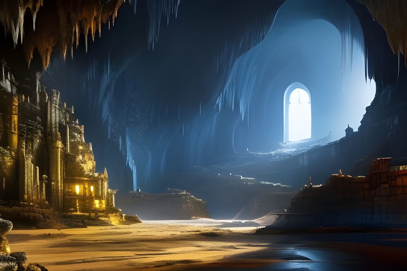 Sprawling Medieval City Inside Massive Cavern