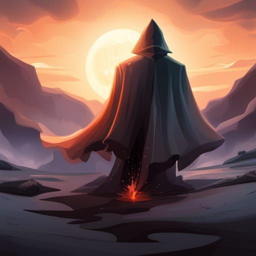 Enigmatic Cloaked Figure Casting a Spell