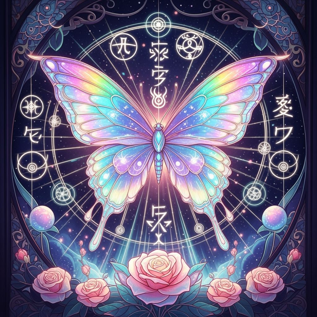Cosmic Butterfly in Stained Glass Style