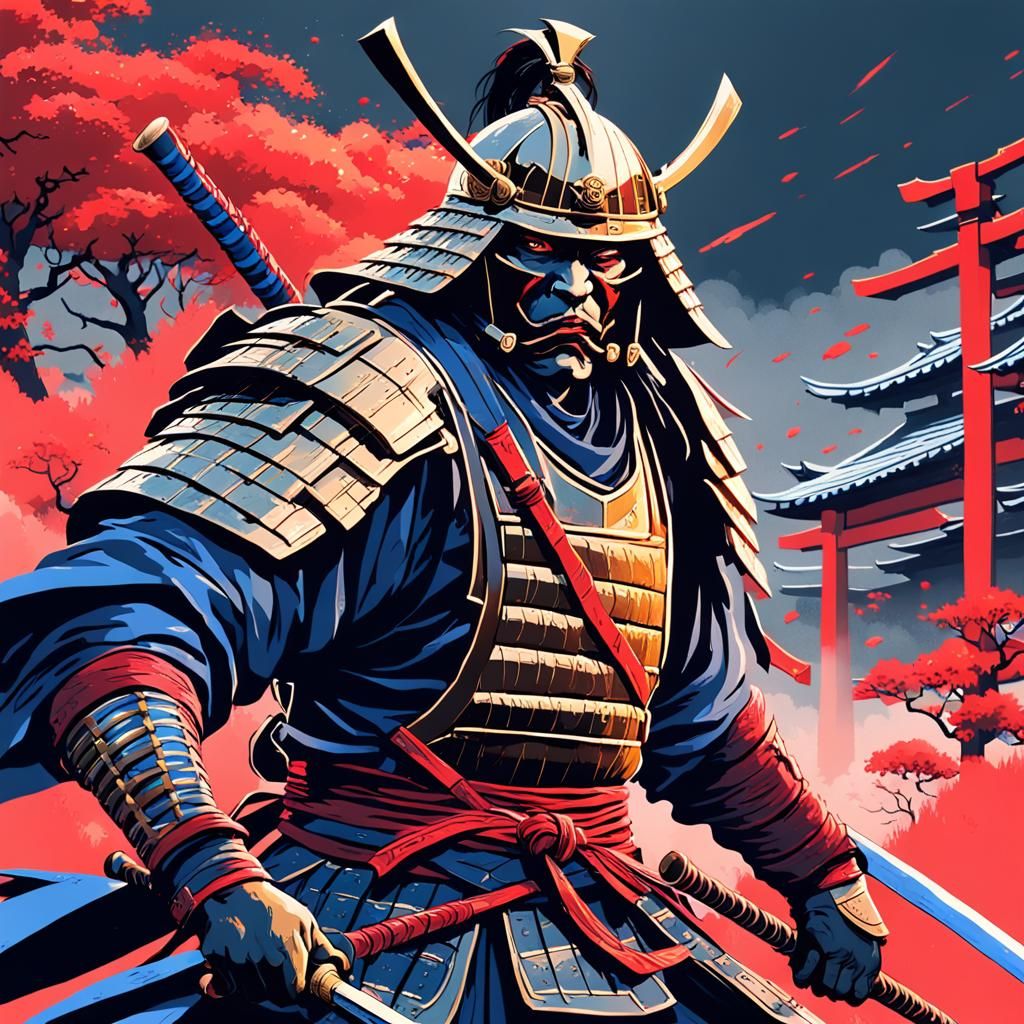 Samurai Warrior in Battle with Cinematic Lighting