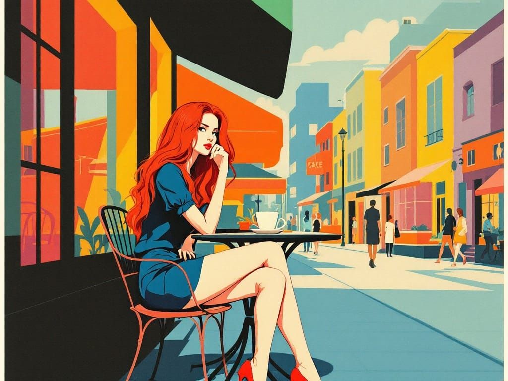 Vibrant Pop Art Portrait of a Fashionable Woman