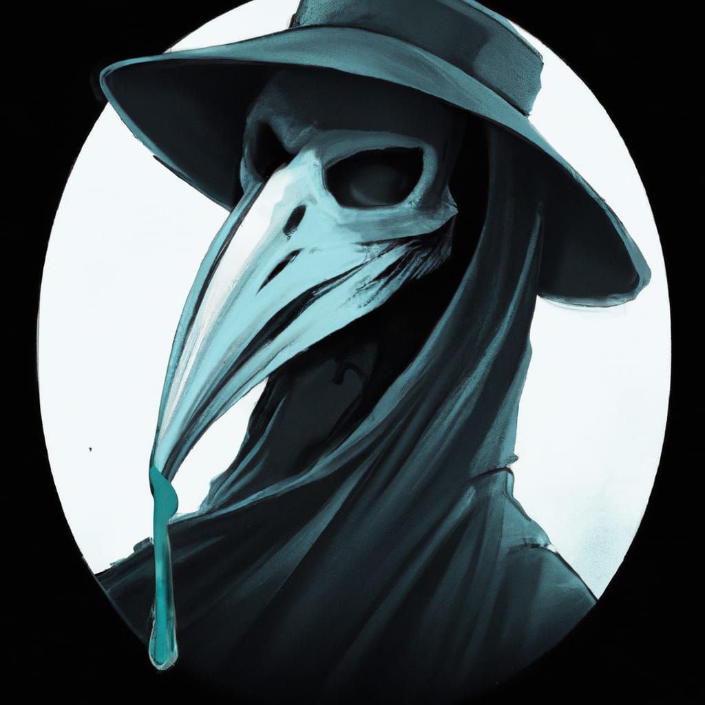 Plague Doctor Concept Art in Monochromatic Horror Style