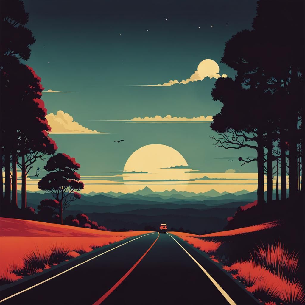Minimalist Landscape in Graphic Style