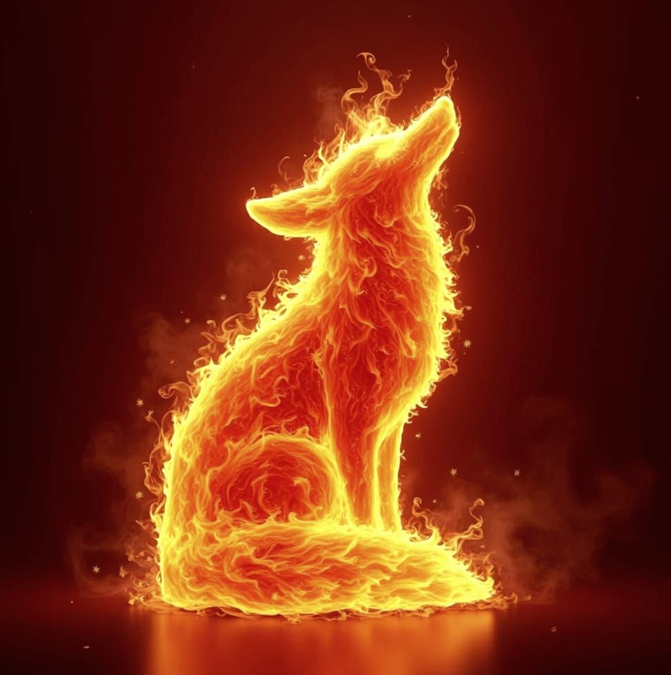 Photorealistic Fire Fox with Flames