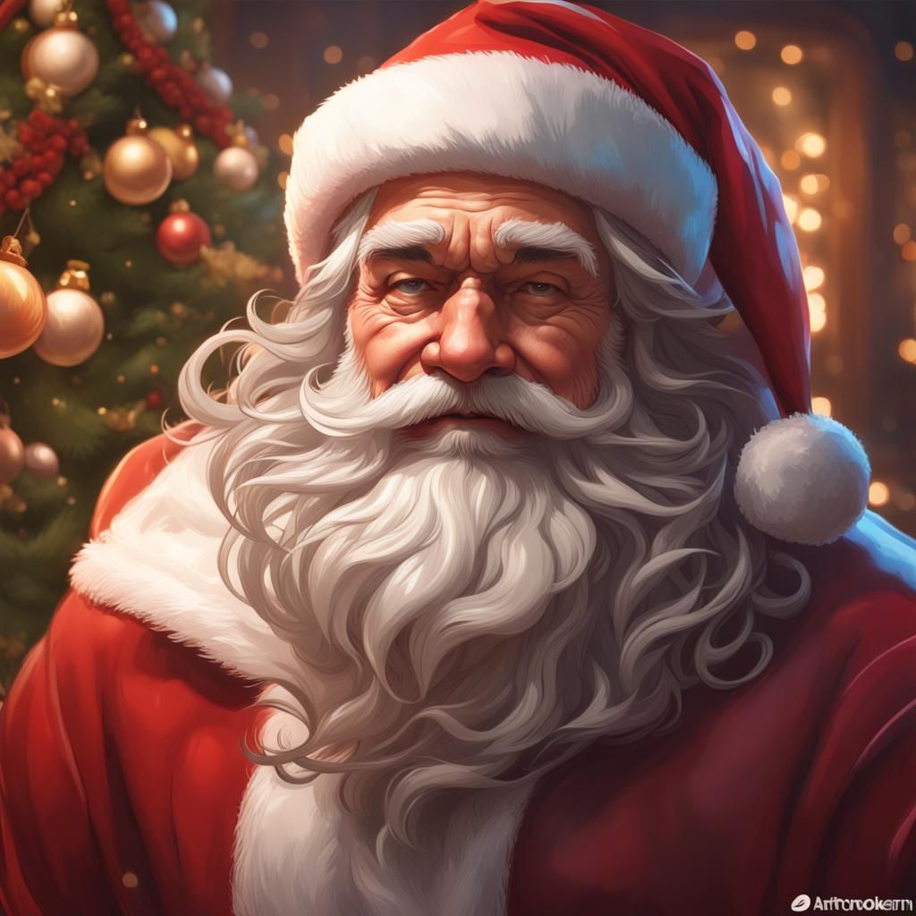 Santa Claus Portrait in Romantic Christmas Atmosphere
