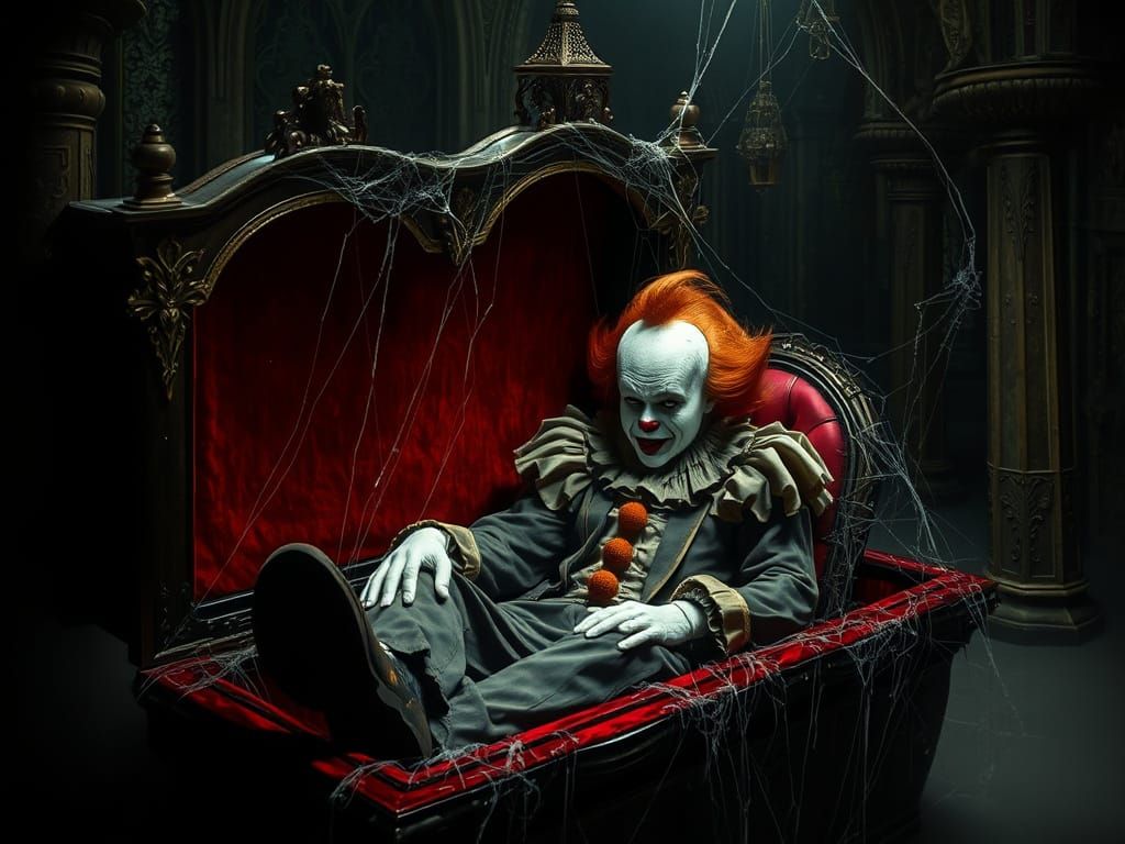 Pennywise in Dracula's Coffin in Gothic Castle