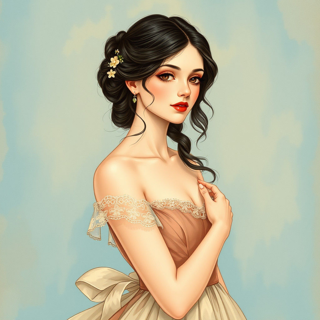 Elegant Woman in Romantic, Ethereal Style