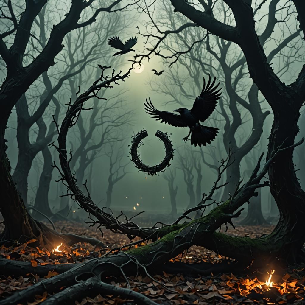 Glowing Horseshoe in Mystical Realism Scene