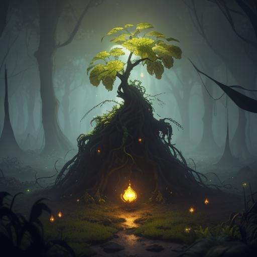 Whimsical Plant Creature in Fantasy Concept Art