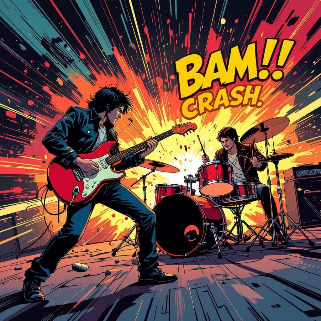 Comic Style Music Energy Collision with Sound Effects
