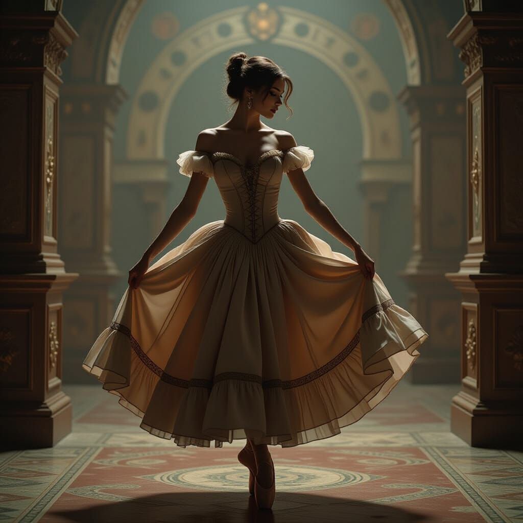 Eerie Ballerina in Renaissance Dress, Beksiński and Giger St...