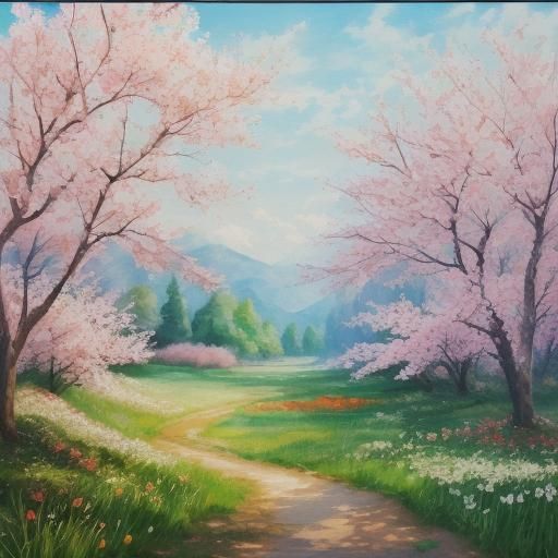 Spring Flowers and Birds in Gouache Watercolor