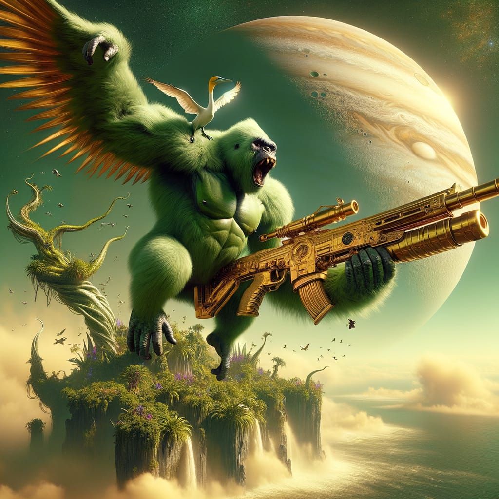 Green Gorilla on Gannet Above Ganymede in 8K