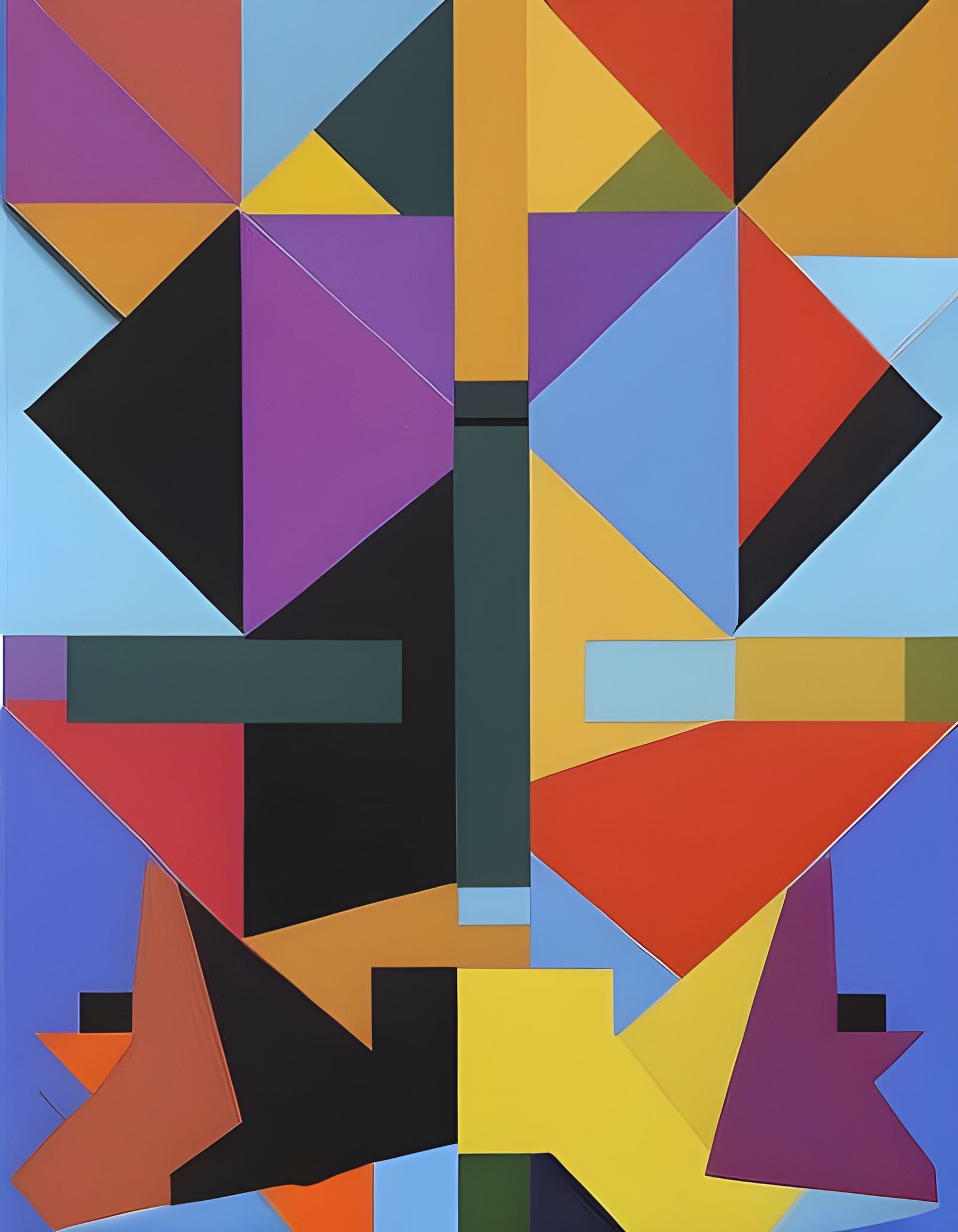 Colorful Abstract Grid with Gold Leaf Accents