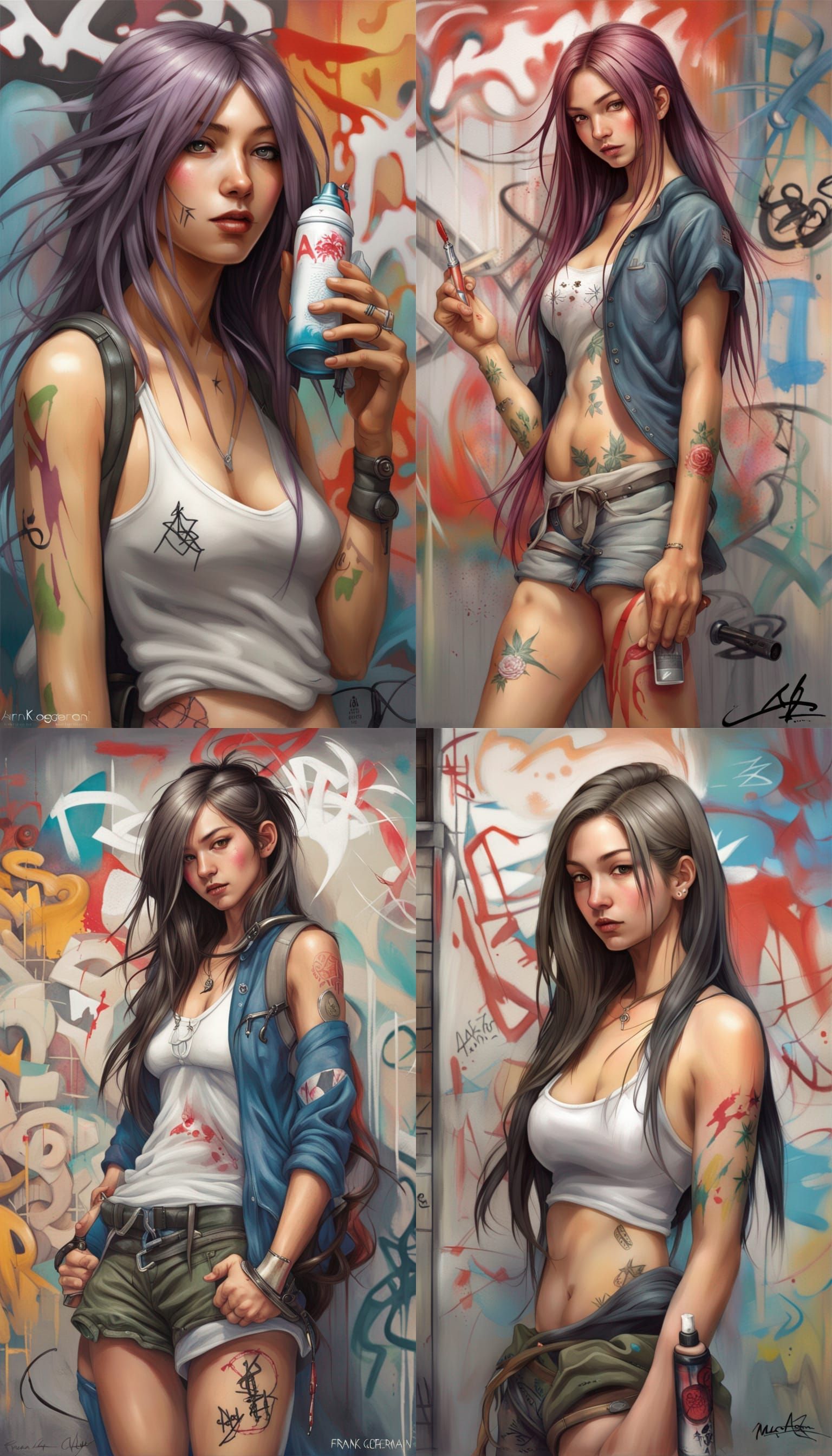 Punk Graffiti Artist Portrait in Hyperdetailed Style