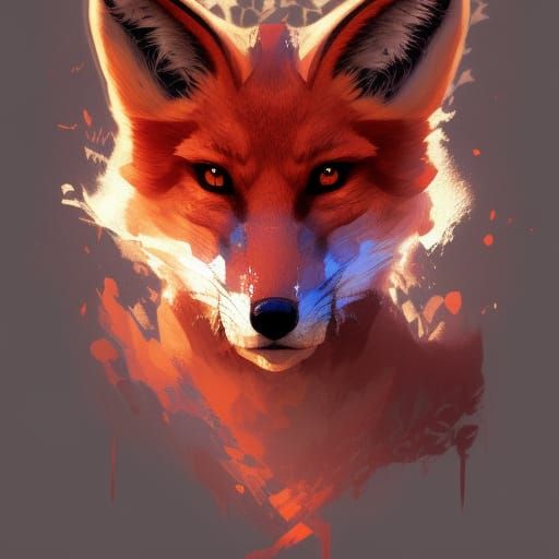 Demonic Fox Portrait in Hyperdetailed Style