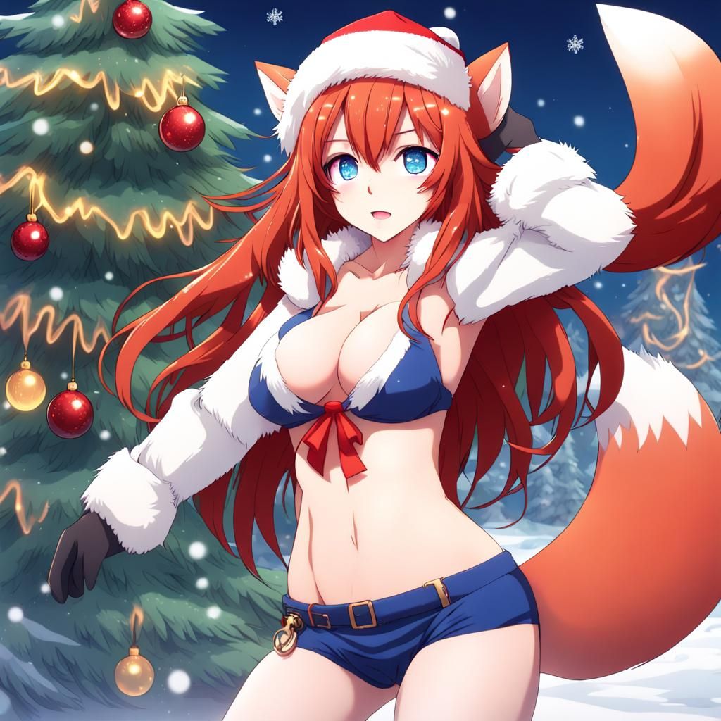Anime Fox Girl in Winter, Manga Style